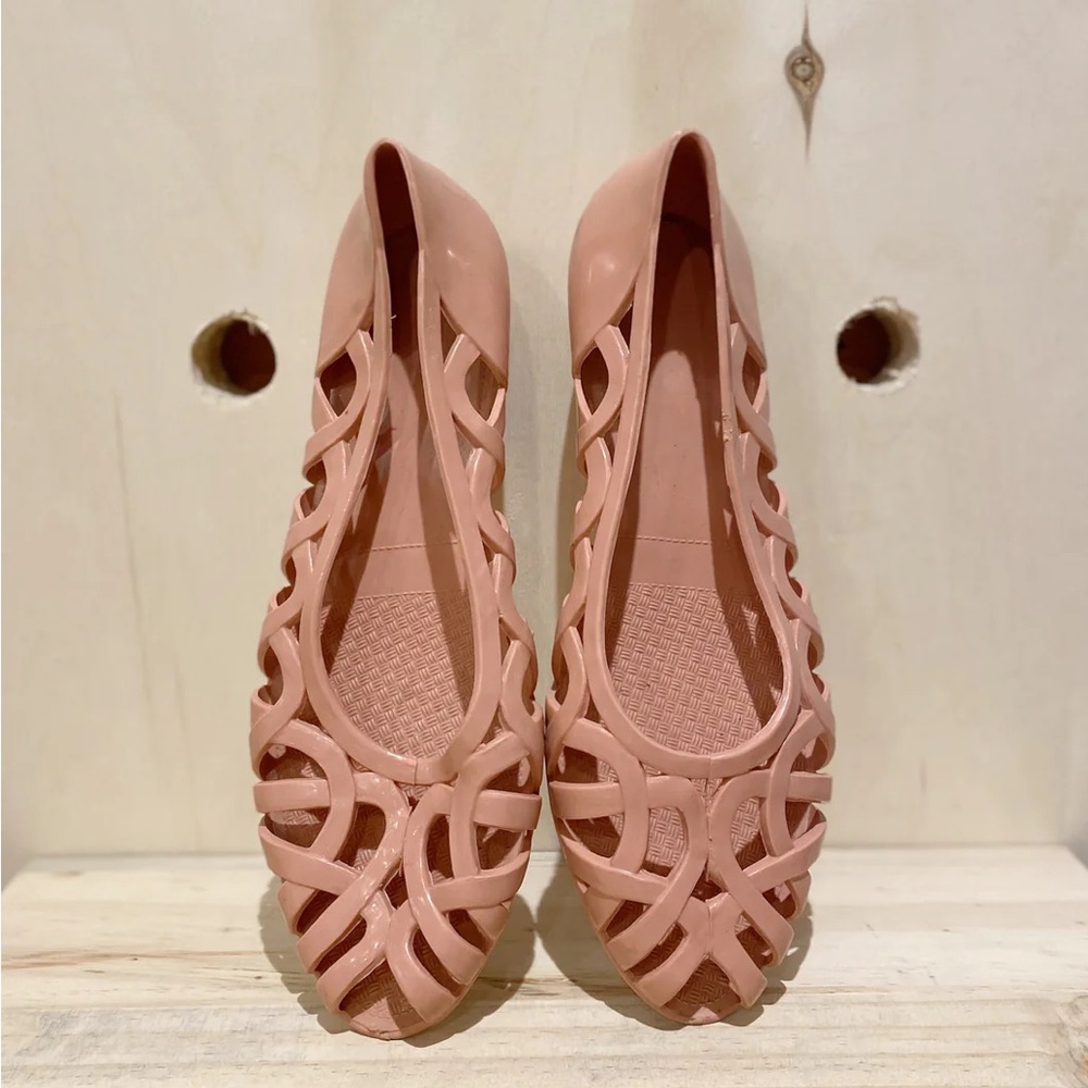 Vintage Blush Pink Low Heel Rubber Jelly Sandals Made in Canada